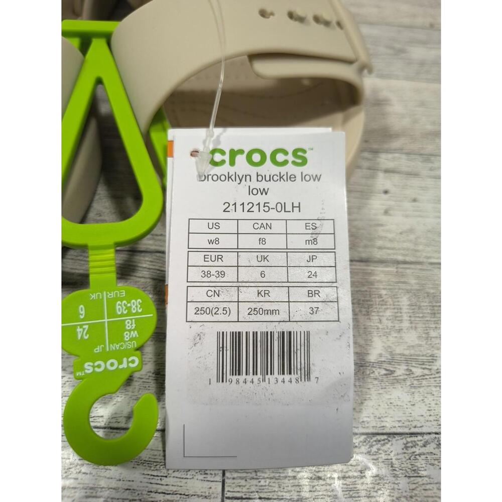 Crocs Brooklyn Buckle Low Low Women's Size 8 Beige Slide Sandals New Tagged - Picture 2 of 10